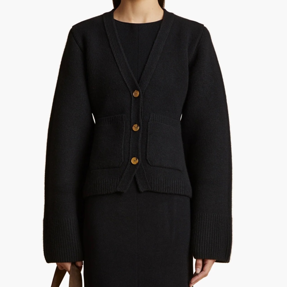 $2200 KHAITE Scarlet Cashmere Cardigan in Black - Size L - Picture 2 of 13